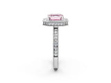 White gold Fancy Pink Asscher  Halo Diamond Engagement Ring with Milgrain Pave Band and Four-Prong Setting_53
