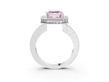 White gold Fancy Pink Asscher  Halo Diamond Engagement Ring with Milgrain Pave Band and Four-Prong Setting_54