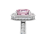 White gold Fancy Pink Asscher  Halo Diamond Engagement Ring with Milgrain Pave Band and Four-Prong Setting_56