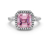 White gold Fancy Pink Asscher  Halo Diamond Engagement Ring with Pavé Band and Four-Prong Setting_20