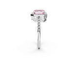 White gold Fancy Pink Asscher  Halo Diamond Engagement Ring with Pavé Band and Four-Prong Setting_22