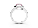 White gold Fancy Pink Asscher  Halo Diamond Engagement Ring with Pavé Band and Four-Prong Setting_23
