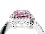 White gold Fancy Pink Asscher  Halo Diamond Engagement Ring with Pavé Band and Four-Prong Setting_24