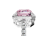 White gold Fancy Pink Asscher  Halo Diamond Engagement Ring with Pavé Band and Four-Prong Setting_25
