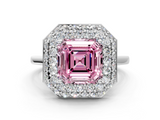 White gold Fancy Pink Asscher  Halo Diamond Engagement Ring with Solitaire Band and Four-Prong Setting_17