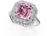 White gold Fancy Pink Asscher  Halo Diamond Engagement Ring with Solitaire Band and Four-Prong Setting_18