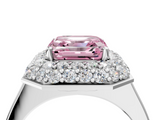 White gold Fancy Pink Asscher  Halo Diamond Engagement Ring with Solitaire Band and Four-Prong Setting_21