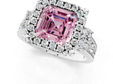 White gold Fancy Pink Asscher  Halo Diamond Engagement Ring with Split Shank and Four-Prong Setting_48