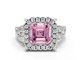 White gold Fancy Pink Asscher  Halo Diamond Engagement Ring with Split Shank and Four-Prong Setting_49