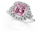 White gold Fancy Pink Asscher  Halo Diamond Engagement Ring with Vintage-Inspired Band and Four-Prong Setting_4