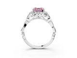 White gold Fancy Pink Asscher  Halo Diamond Engagement Ring with Vintage-Inspired Band and Four-Prong Setting_6