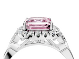 White gold Fancy Pink Asscher  Halo Diamond Engagement Ring with Vintage-Inspired Band and Four-Prong Setting_7