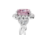 White gold Fancy Pink Asscher  Halo Diamond Engagement Ring with Vintage-Inspired Band and Four-Prong Setting_8