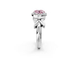 White gold Fancy Pink Asscher  Halo Diamond Floral Band with Four-Prong Setting_61