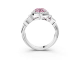 White gold Fancy Pink Asscher  Halo Diamond Floral Band with Four-Prong Setting_62