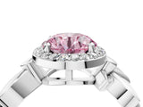 White gold Fancy Pink Asscher  Halo Diamond Floral Band with Four-Prong Setting_62