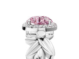 White gold Fancy Pink Asscher  Halo Diamond Floral Band with Four-Prong Setting_63