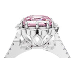 White gold Fancy Pink Asscher  Halo Diamond Floral Split Shank Engagement Ring 5
