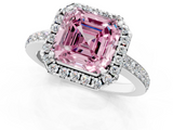 White gold Fancy Pink Asscher  Halo Diamond Pavé Band Ring with Prong Setting_1