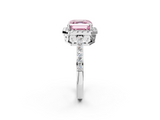 White gold Fancy Pink Asscher  Halo Diamond Pavé Band Ring with Prong Setting_2