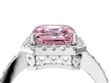 White gold Fancy Pink Asscher  Halo Diamond Pavé Band Ring with Prong Setting_4