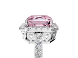 White gold Fancy Pink Asscher  Halo Diamond Pavé Band Ring with Prong Setting_5
