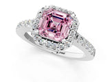 White gold Fancy Pink Asscher  Halo Diamond Pavé Solitaire Ring_58