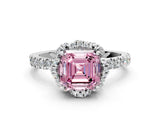 White gold Fancy Pink Asscher  Halo Diamond Pave Band Ring with Four-Prong Setting_15