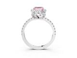 White gold Fancy Pink Asscher  Halo Diamond Pave Band Ring with Four-Prong Setting_18