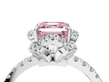 White gold Fancy Pink Asscher  Halo Diamond Pave Band Ring with Four-Prong Setting_19