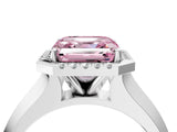 White gold Fancy Pink Asscher  Halo Diamond Ring with Cathedral Band and Four-Prong Setting_50