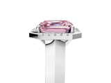White gold Fancy Pink Asscher  Halo Diamond Ring with Cathedral Band and Four-Prong Setting_51