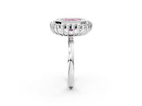 White gold Fancy Pink Asscher  Halo Diamond Ring with Milgrain Edge and Round Prong Setting_92