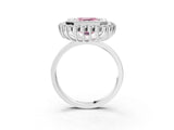 White gold Fancy Pink Asscher  Halo Diamond Ring with Milgrain Edge and Round Prong Setting_92