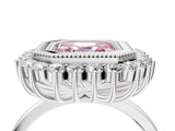 White gold Fancy Pink Asscher  Halo Diamond Ring with Milgrain Edge and Round Prong Setting_94