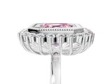 White gold Fancy Pink Asscher  Halo Diamond Ring with Milgrain Edge and Round Prong Setting_94