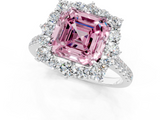 White gold Fancy Pink Asscher  Halo Diamond Ring with Pavé Band and Prong Setting_18