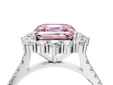 White gold Fancy Pink Asscher  Halo Diamond Ring with Pavé Band and Prong Setting_20