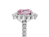 White gold Fancy Pink Asscher  Halo Diamond Ring with Pavé Band and Prong Setting_21