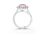 White gold Fancy Pink Asscher  Halo Diamond Ring with Pavé Band and Prong Setting_21
