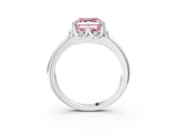 White gold Fancy Pink Asscher  Halo Diamond Ring with Round Cluster Setting, Solitaire Band, and Four-Prong Setting_32