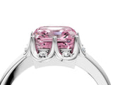 White gold Fancy Pink Asscher  Halo Diamond Ring with Round Cluster Setting, Solitaire Band, and Four-Prong Setting_33