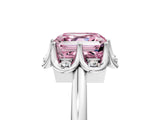 White gold Fancy Pink Asscher  Halo Diamond Ring with Round Cluster Setting, Solitaire Band, and Four-Prong Setting_34