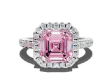 White gold Fancy Pink Asscher  Halo Diamond Solitaire with Pavé Band and Four-Prong Setting_46
