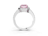 White gold Fancy Pink Asscher  Halo Diamond Solitaire with Pavé Band and Four-Prong Setting_49