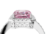 White gold Fancy Pink Asscher  Halo Diamond Solitaire with Pavé Band and Four-Prong Setting_50