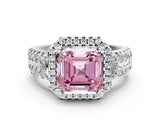 White gold Fancy Pink Asscher  Halo Diamond Split Shank Engagement Ring with Prong Setting_105