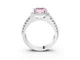 White gold Fancy Pink Asscher  Halo Diamond Split Shank Engagement Ring with Prong Setting_108