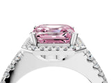 White gold Fancy Pink Asscher  Halo Diamond Split Shank Engagement Ring with Prong Setting_109