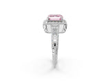 White gold Fancy Pink Asscher  Halo Diamond Split Shank Ring with Milgrain Detail_31